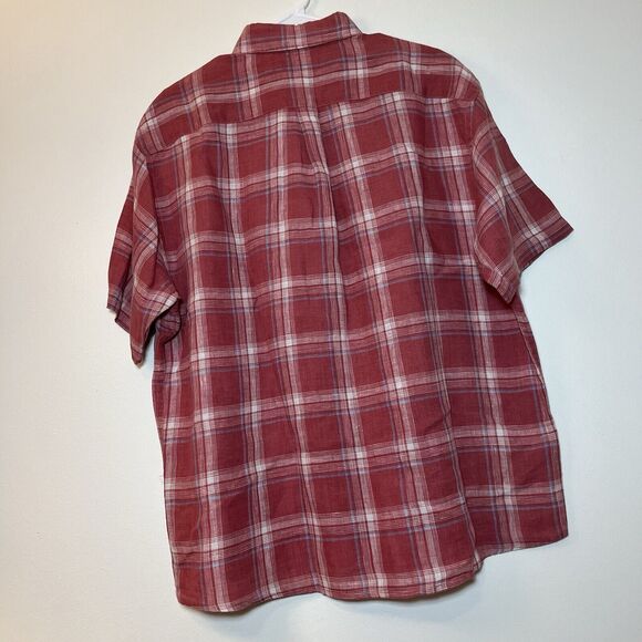 PETER MILLAR Seaside Mens North Shore Pink Red Linen Short Sleeve Sport Shirt XL - Picture 4 of 7